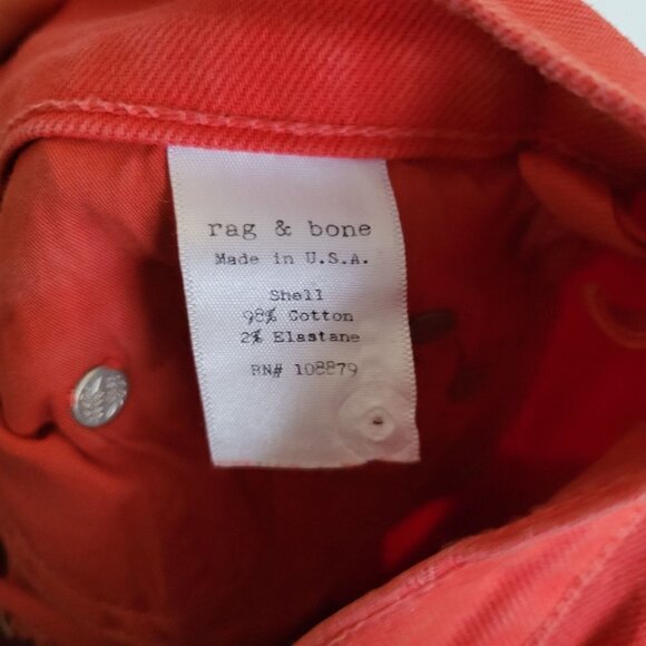 Rag & Bone Skinny Red Raw Distressed Hem Cropped Denim Jeans Pants Size 25 - Picture 11 of 13